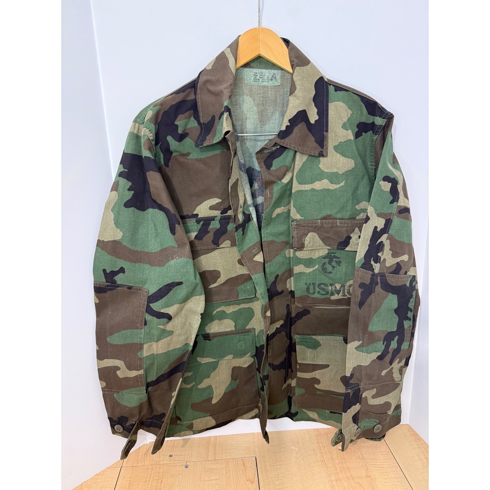 USMC Woodland Camo Combat Utility Jacket Medium Short Military Field Coat EGA